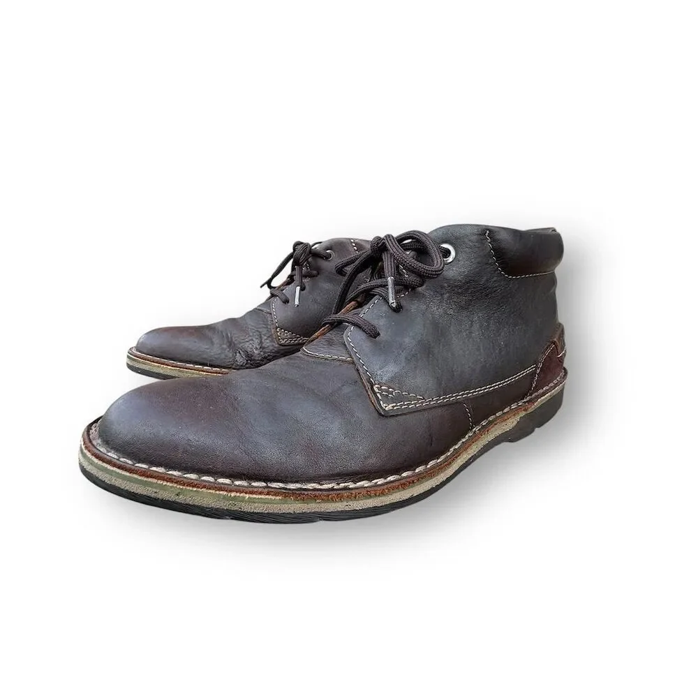 Clarks Men's Brown Leather Chukka Boots Size 10 Lace Up Comfort Business Casual - Picture 4 of 13